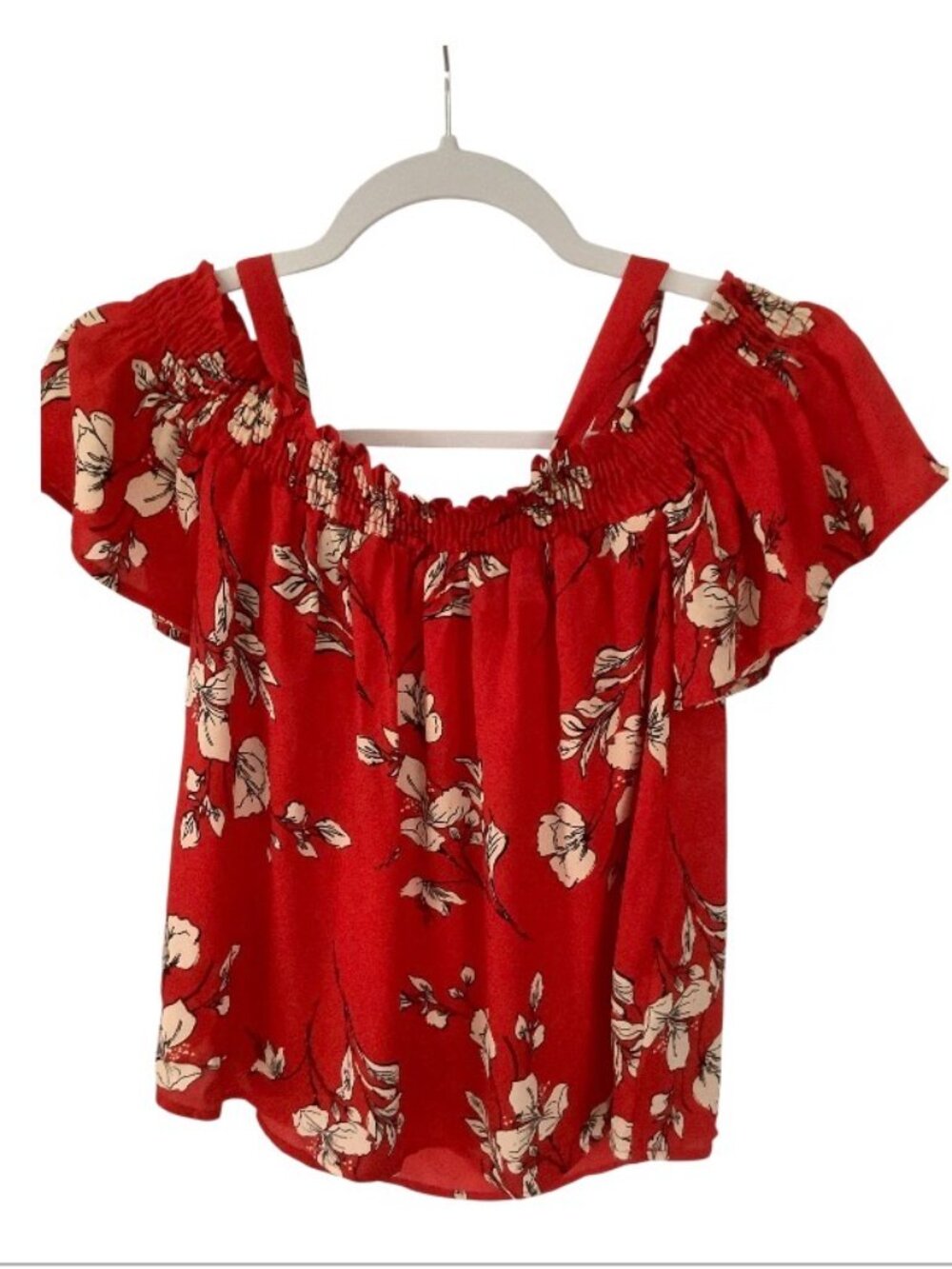 Sienna Sky red floral off the shoulder top